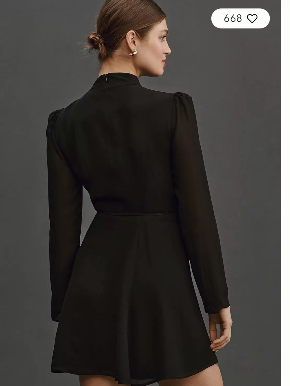 Reformation Ottessa Black Long-Sleeve Keyhole Wrap Mini Dress - Picture 2 of 7